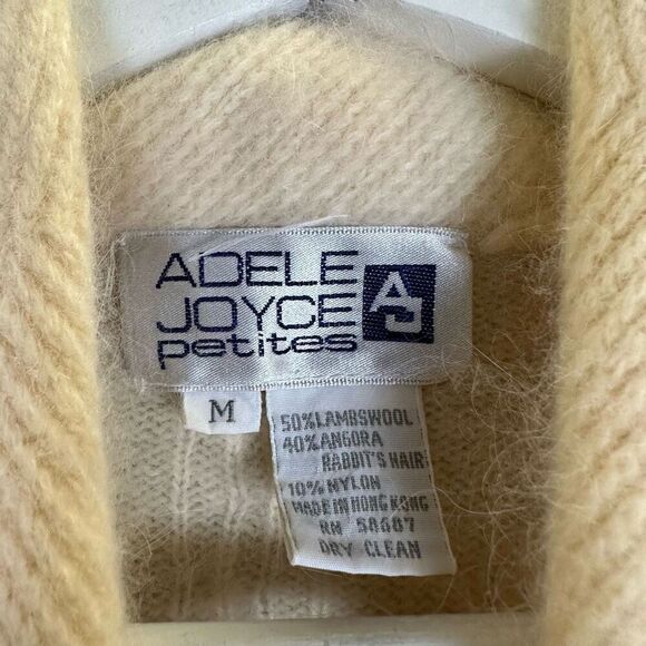 Vintage Adele Joyce Petite Medium Button Front Cardigan Sweater Lambswool Angora - Picture 2 of 8